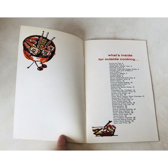 Vintage 1976 Fish Shellfish Recipe Pamphlet Over The Coals Summer Barbecue Beach - Picture 2 of 13